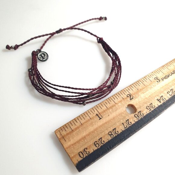 Pura Vida Adjustable Slide Bracelet Multi Strand Wine Red Cord Charm Gift Boho - Picture 4 of 4